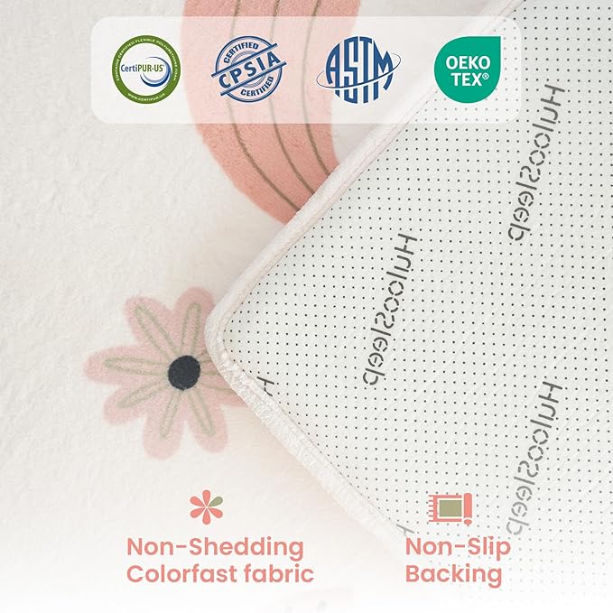 Baby Play Mat for Floor,1.3" Thick Cushioned Playpen Mat 50"x50",Extra Soft Elasti-Foam,Water Repellent Coral Velvet,Non-Slip for Crawling&Tummy Time,Infant Toddler Kids Nursery Rug(Unicorn)