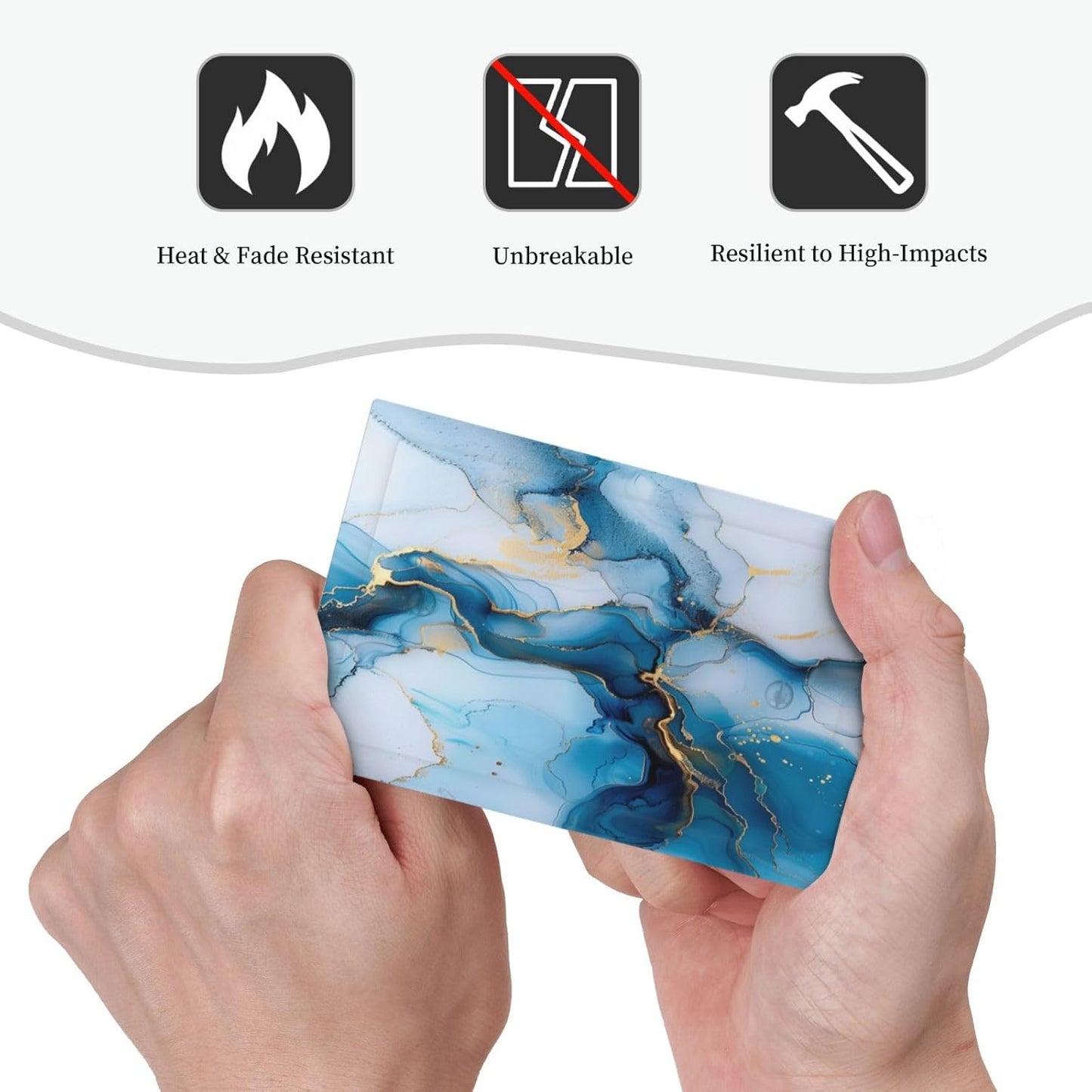 Decorative Switch Covers Plate Modern Abstract Blue Gold Line Marble 1 Gang No Device Single Blank Outlet Covers Wall Plate Cover Light Switch Plate Electrical Faceplate for Bedroom Decor