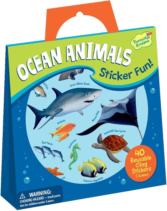 Peaceable Kingdom Sticker Fun! Ocean Animals Reusable Sticker Tote