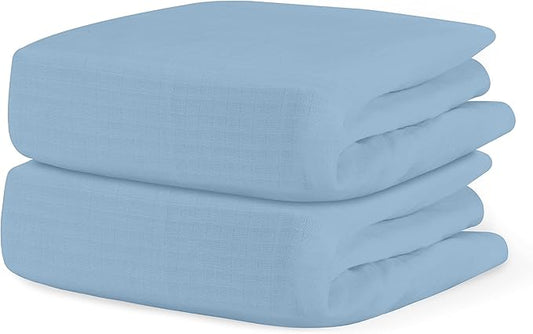 Newton Baby Fitted Single Layer Crib Sheet (2-Pack) - Ultra Breathable and Soft, Organic Cotton, Fits All Standard Cribs, Sky Blue