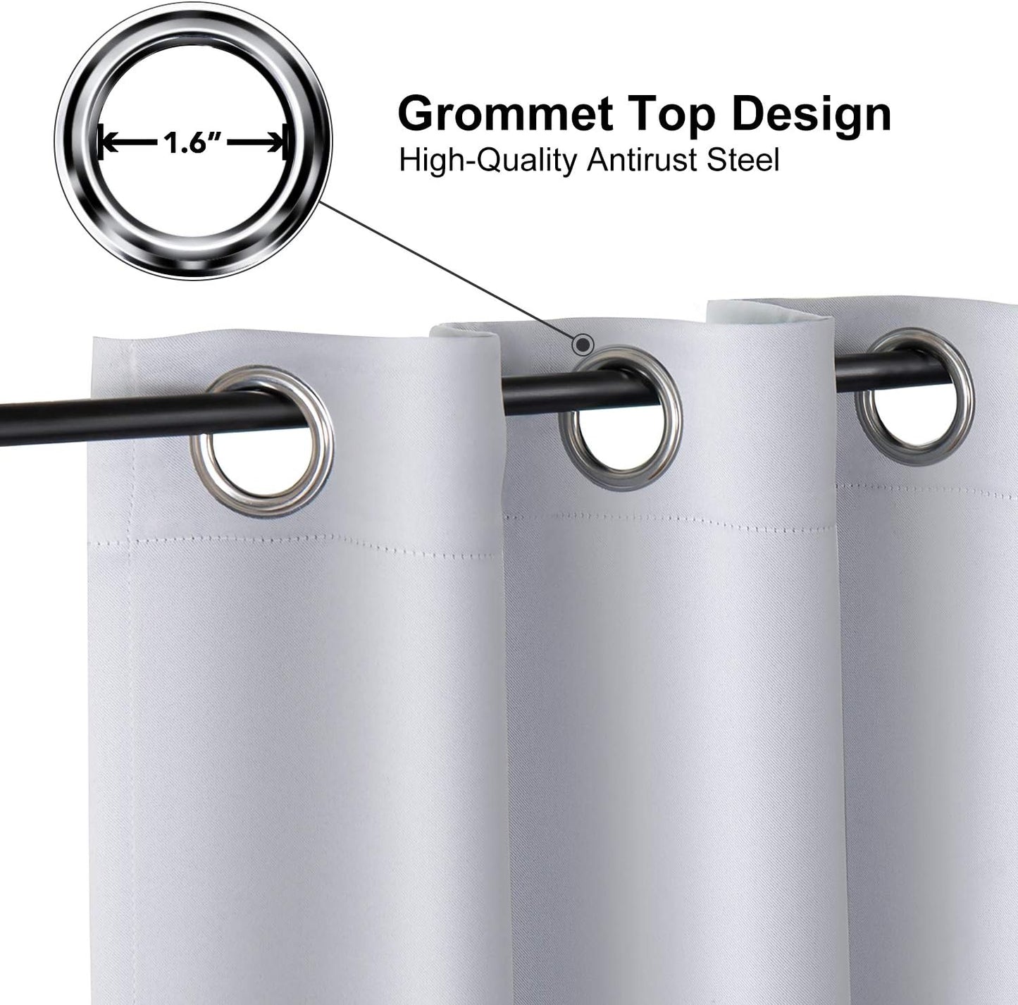 ChrisDowa Small Window Curtains for Kitchen and Bedroom - Grommet Short Thermal Insulated Room Darkening Curtains (2 Panels, Greyish White, 34 x 36 Inch)