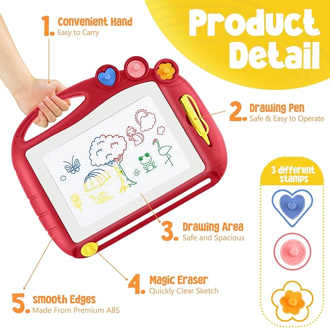 Magnetic Drawing Board, Toddler Toys for Age 1 2 3 Boys Girls, Toddler Drawing Board, Birthday Easter Christmas Halloween Kids Toy Gifts for Boys and Girls