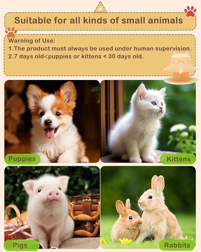 230ML Puppy Bottles for Nursing Puppy Milk - Premium Silicone Nursing Station with 4 Nipples - Puppy Feeder for Multiple Newborn Puppies, Rabbits, Kittens Bottle Feeding Kit