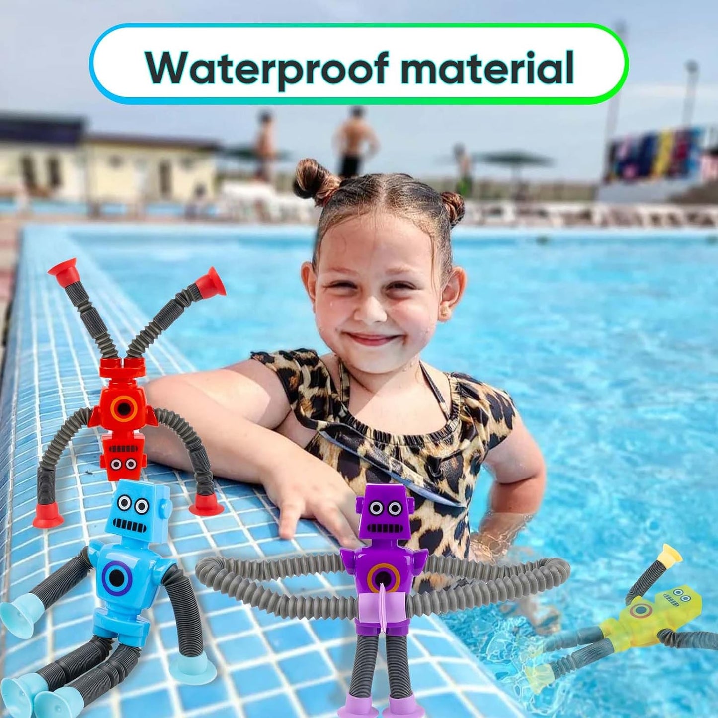 12 Pack Telescopic Suction Cup Robot Toy Shape Changing Pop Tube Robot Fidget Toys Autism Pop Tubes Sensory Toys for Kids Age 3-6 Party Favors Boy Girl Gifts