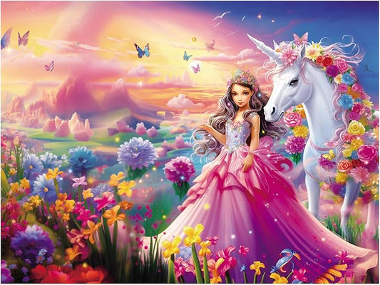 100 Piece Jigsaw Puzzle for Kids Age 4-8 Teens Gift Family Time (Princess & Unicorn)