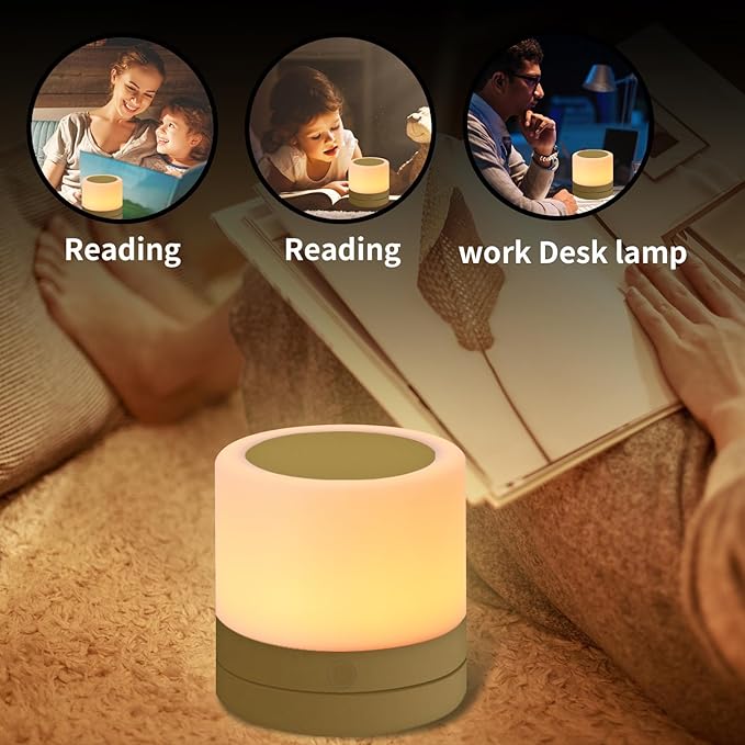 ERUN Nursery Night Light for Kids, USB Rechargeable Small Desk Lamp,13 RGB Colors & 4 Brightness & 1 Remote, Touch Bedside Cordless Table Lamp, Portable Night Lamp for Bedroom Living Room Home (Gold)