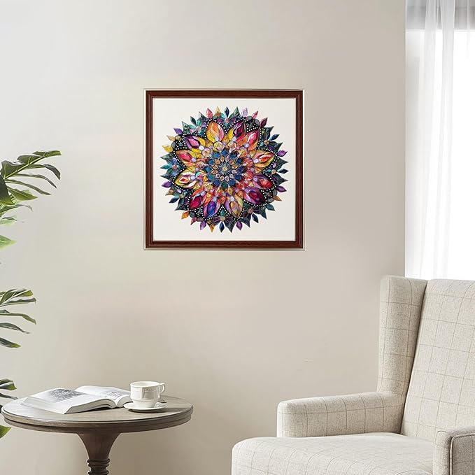 Jiroinlly Puzzles for Adults Diamond Mandala Wooden Puzzles, 200 Pieces Unique Shaped Liberty Jigsaw Puzzles, Creative Toys for Adults and Kids, Fun Challenge Family Game 11.1'' x 11.2''