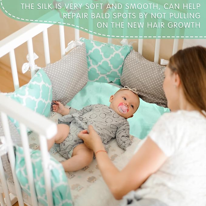 Hosuly 2 Pcs Satin Bassinet Sheet Baby Hair Soft Silk Feeling Sheet Baby Bassinet for Rectangle Cradle Pad Mattress Boys Girls Newborn Infant (Green and Blue)