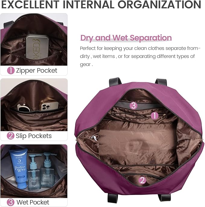 LOVEVOOK Weekender Bag, Large Travel Duffel Bag for Women with 2 Packing Cubes, Carry on Overnight Bag with Shoe Compartment, Mom Hospital Bags for Labor and Delivery