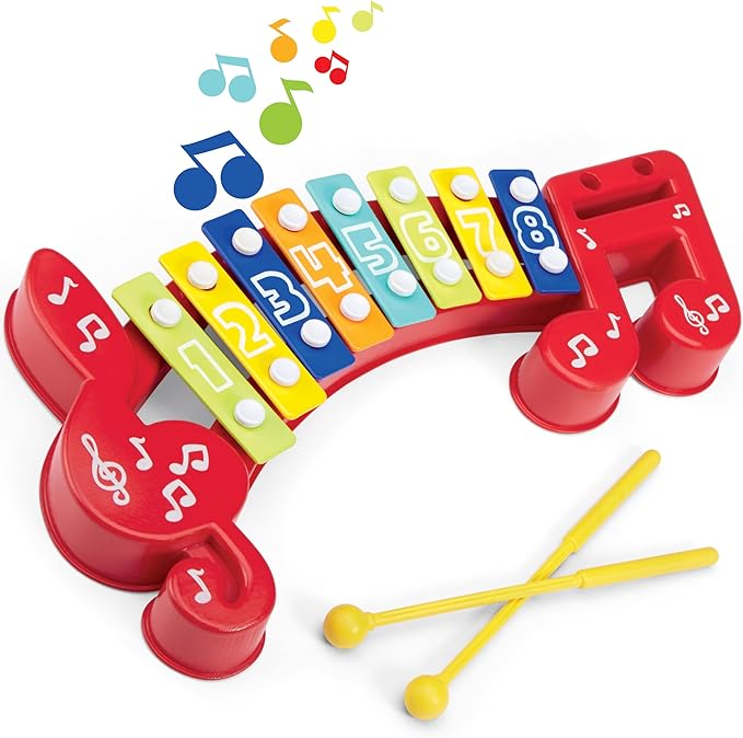 Small World Toys Xylophone for Kids: 8 Key Colorful Xylophones for Toddlers Age 2+, Kids Musical Instrument Montessori Toys, Xylophone Toy 8 Notes with 2 Sticks, Great Gift for Boys Girls
