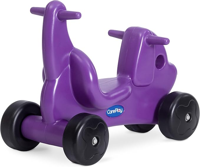 Careplay 2-in-1 Puppy Push & Ride-on Toy, Indoor & Outdoor Use, Low Profile Seat, Recommended for Children up to 50lbs, Durable Construction, Made in The USA (Purple)