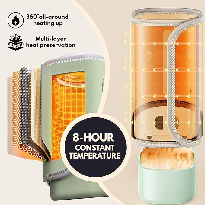 Cozytots Portable Bottle Warmer for Travel Wireless Portable Baby Milk Warmer On The Go Rechargeable USB Battery-Powered Milk Bottle Heating Bag in Car Heaters Thermostat Bag