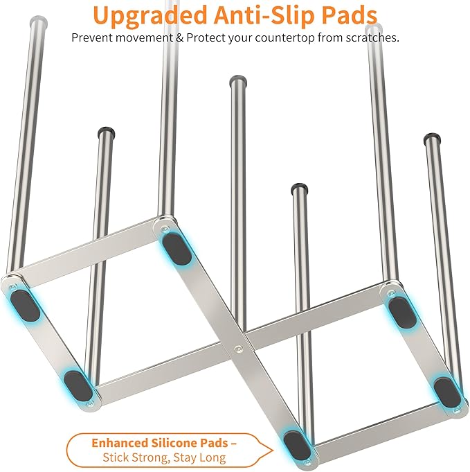 Foldable Bottle Drying Rack, Baby Bottle Drying Rack, Collapsible Cup Draining Holder, Retractable Reusable Storage Bag Dryer with Non-Slip Bottom - Stainless Steels (Silver)