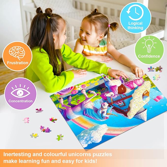 100 Piece Jigsaw Puzzle for Kids Age 4-8 Teens Gift Family Time (Pink Unicorns)
