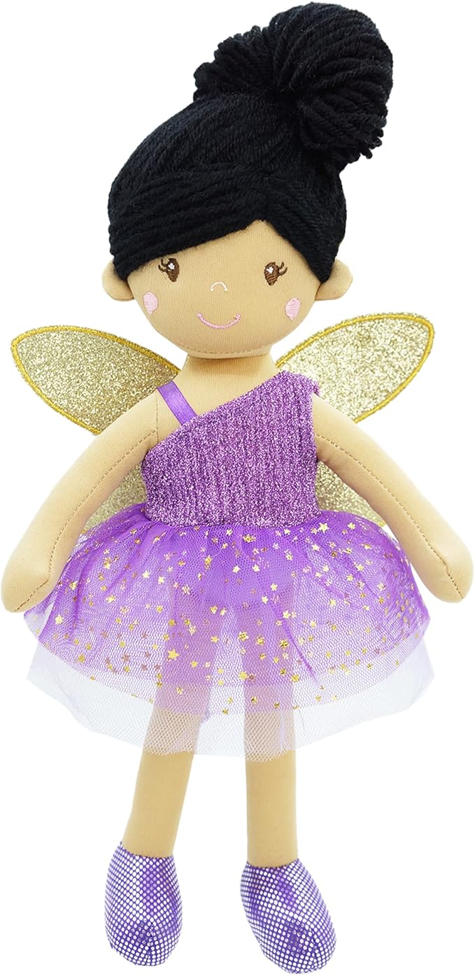 June Garden 12" Enchanted Garden Fairy Doll Violet - Plush Stuffed Soft Doll Girl Gift - Purple Outfit and Wings
