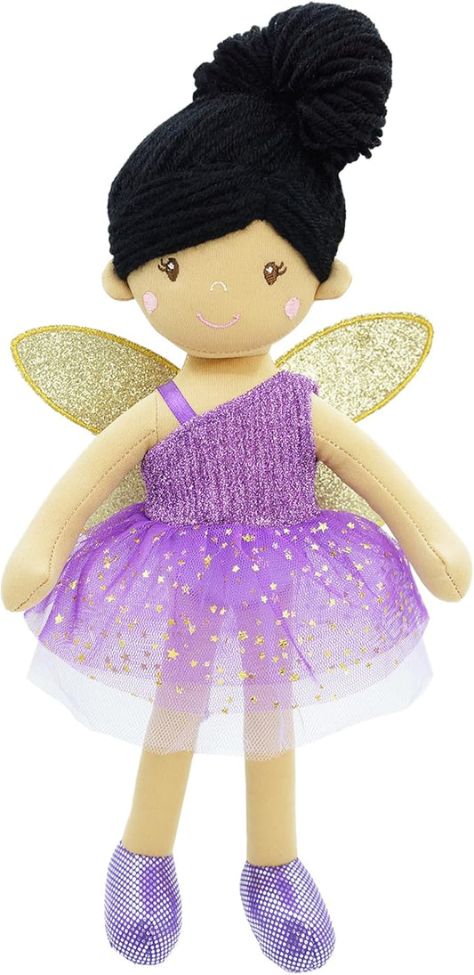 June Garden 12" Enchanted Garden Fairy Doll Violet - Plush Stuffed Soft Doll Girl Gift - Purple Outfit and Wings