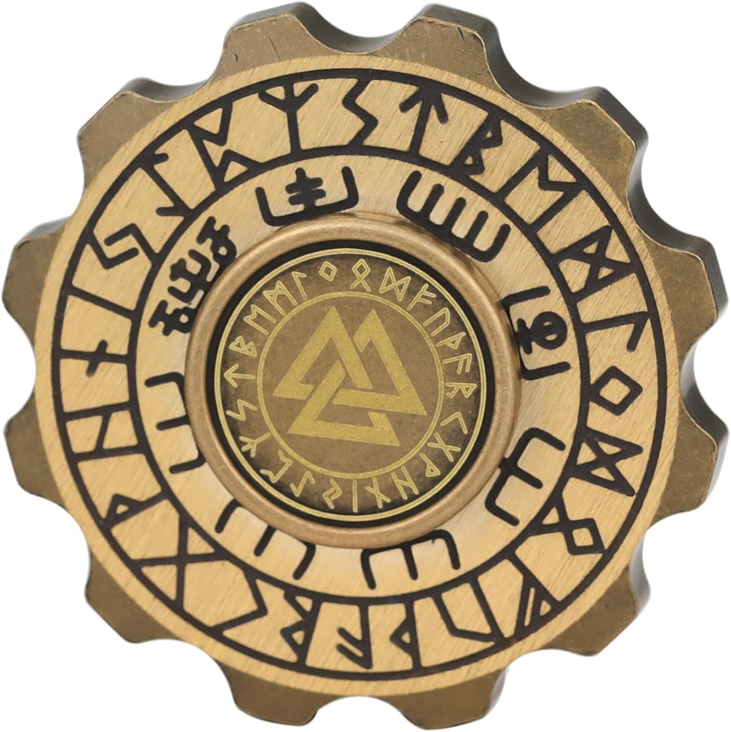 FREELOVE Metal Fidget Spinner, Viking Pirate Haptic Gyro, Heavy Copper Hand Spinning, Small Round Gear Fidget Block, Premium Steel Bearing Silent Long Spinning for Adults Anxiety Cool