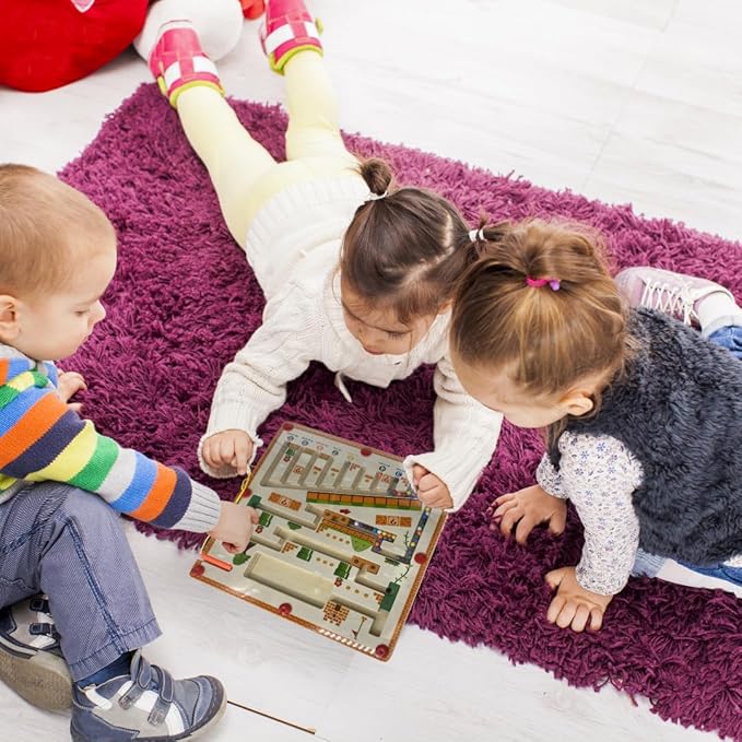 JDS Mushroom House Color and Number Maze - Magnetic Wooden Puzzle Toy for Counting, and Color Recognition - Early Education Children's Fine Motor Learning Activities