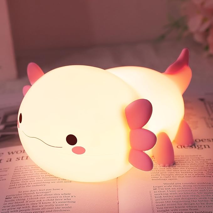 Axolotl Gifts, Cute Axolotl Night Light for Kids, Animal Silicone Nursery Night Lamp, Cute Room Decor Night Light for Kids Girls Boys Birthday Christmas Gifts