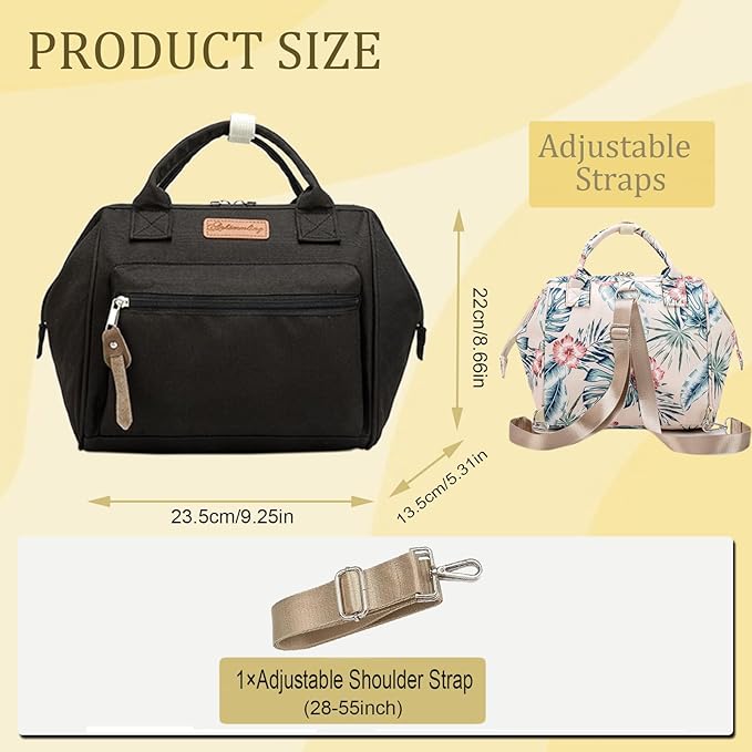 Small Diaper Bag-Mini Diaper Bag Backpack Crossbody Baby Diaper Tote Bag with Insulated Pocket(Black)