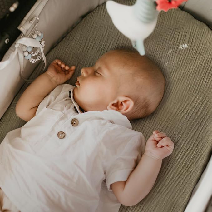 lulumoon Muslin Bassinet Sheets Baby: Cotton Bassinet Fitted Sheets for Boys and Girls - Bassinet Sheets for Oval Rectangle or Hourglass Mattress