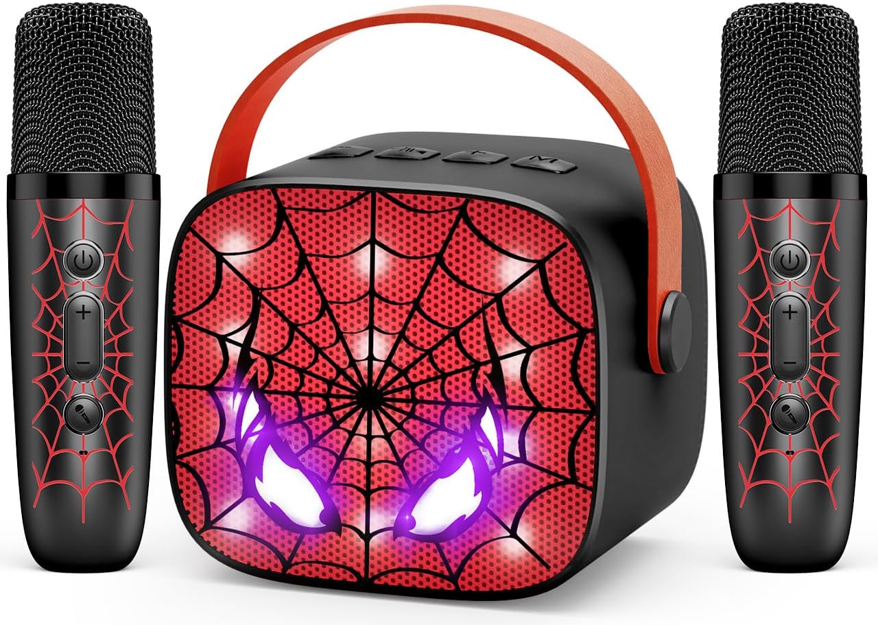 Cool Mini Karaoke Machine Toys: Kids Toys Birthday Gifts Age 3-12+ LED Portable Bluetooth Speaker with 2 Wireless Microphone Gift Toy for 4 5 6 7 8 9 Years Old Girls Boys Kid Adults