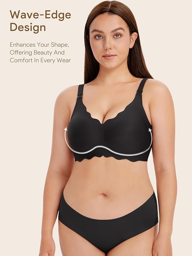 Angelhood Nursing Bras for Breastfeeding Ultra Comfort Seamless Maternity Bra Wireless Pregnancy Bralette with Bra Extender