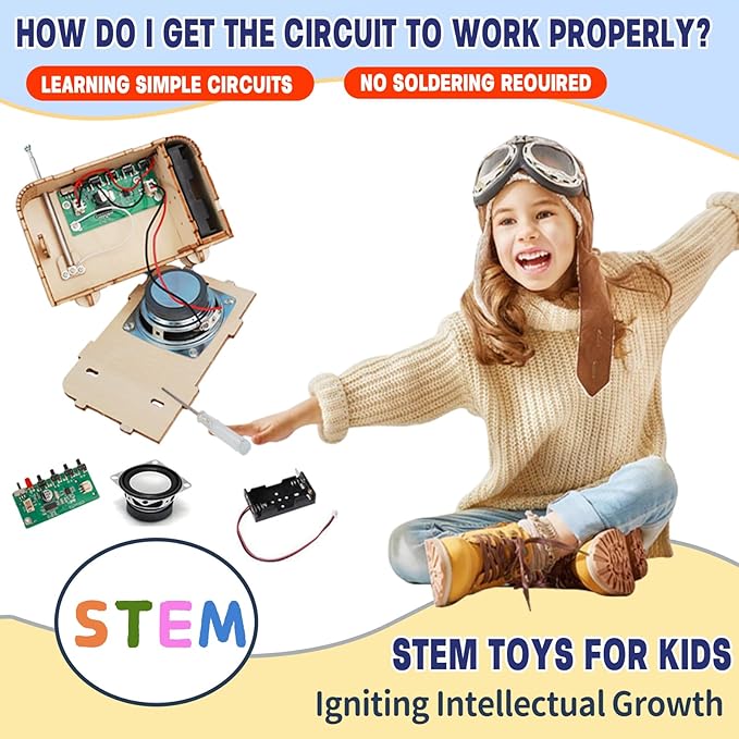 STEM Toys for Kids Age 8-14, Science Kits Educational DIY Radio Building Set - Wooden 3D Puzzle Electronics for 8-12 Year Olds