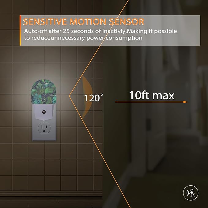 Green Palm Night Light,Night Lights Plug into Wall with Dusk to Dawn Sensor,Lamp for Bedroom Bathroom Hallway Nightlight for Women Girls