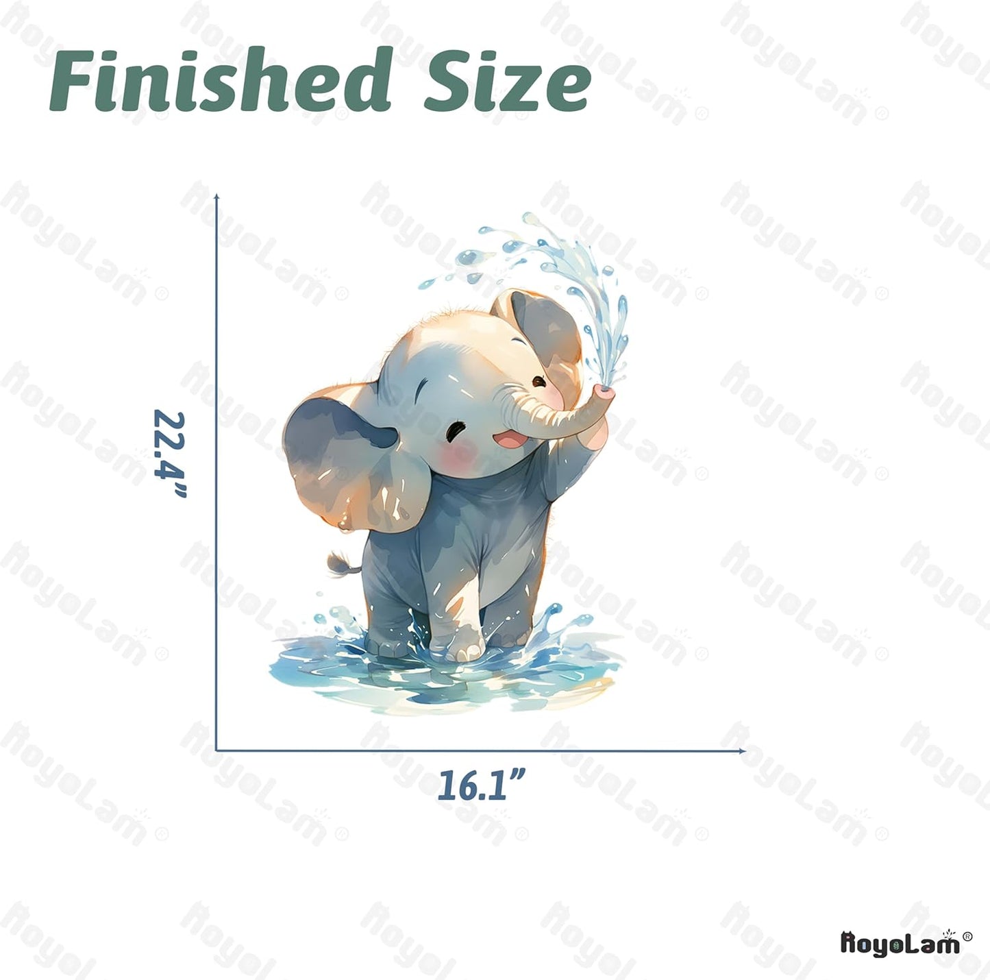 Cartoon Baby Elephant Wall Decals Removable Animal Vinyl Stickers for Nursery Bathroom and Kids Playroom Water Play Decor Peel and Stick Wall Art