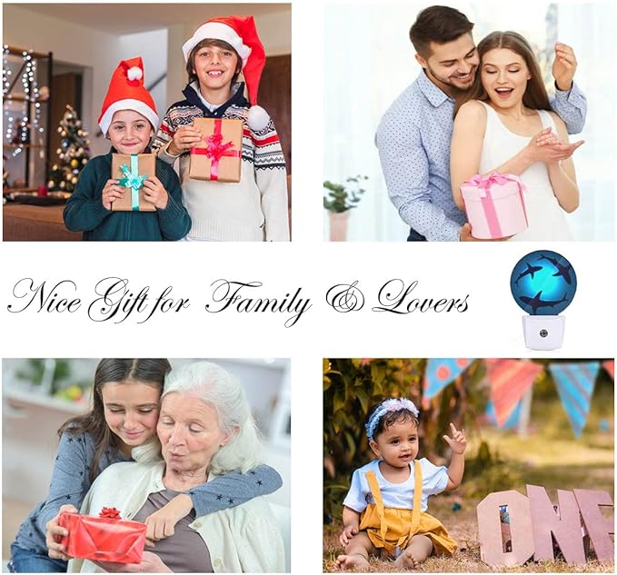 EKOBLA Shark Night Light Underwater Huge Shark Ocean Sea Night Lights Plug into Wall Auto Sensor Coastal Nautical Nightlights for Men Women Boys Girls Bathroom Decor