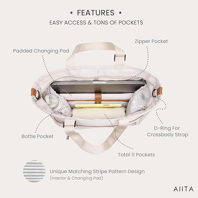 Diaper Bag Tote,Baby Diaper Bags,Convertible Diaper Bag Backpack,Crossbody Tote Bag for Women,Stylish Shoulder Bag with Changing Pad,Baby Registry, Work Tote,Travel Gym Bag,White