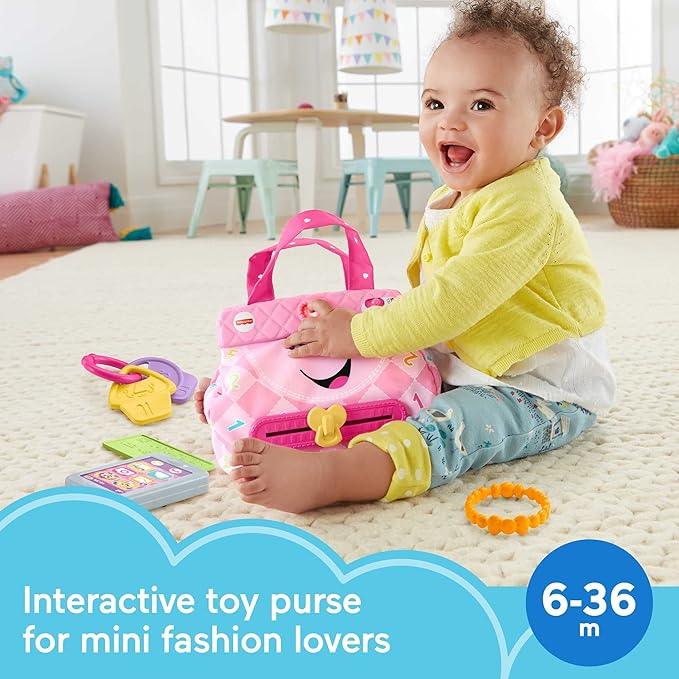Fisher-Price Baby & Toddler Toy Laugh & Learn My Smart Purse with Lights, Learning Songs & 5 Accessories for Infants Ages 6+ Months