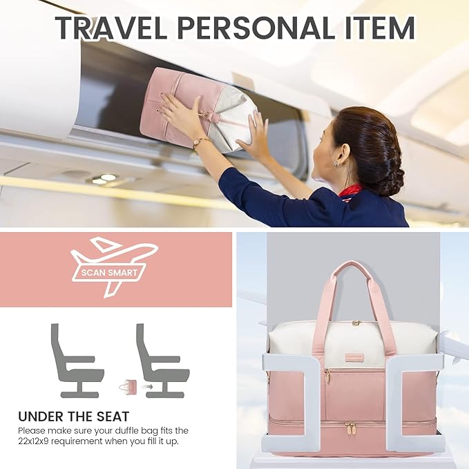 LOVEVOOK Weekender Bag, Large Travel Duffel Bag for Women with 2 Packing Cubes, Carry on Overnight Bag with Shoe Compartment, Mom Hospital Bags for Labor and Delivery