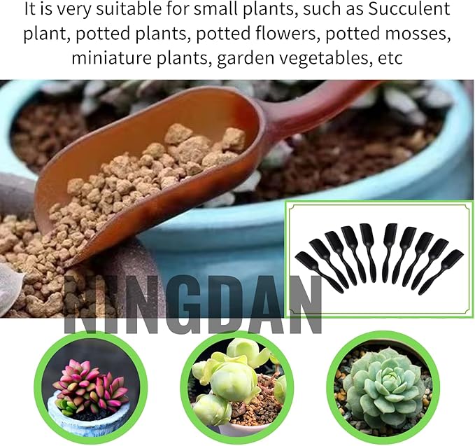 10Pcs Mini Shovel,Plastic Mini Gardening Shovel Spoons Soil Scoops,Cultivation Digging Transplanting Tools for Succulents Potted Flowers,Sand Scoops/Coffee Beans/Milk Powder Scoops (All Black)