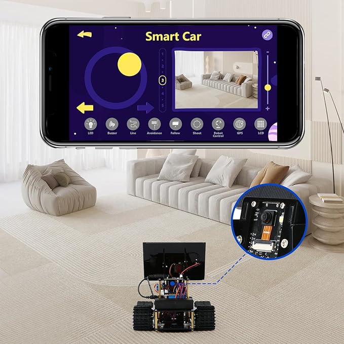 ACEBOTT 3MP Camera Expansion Pack Smart Car Starter Kit, Robotics Kit for Kids Ages 8-12 12-16, STEM Toys Coding Robot Kit for Teens & Adults(QD002)