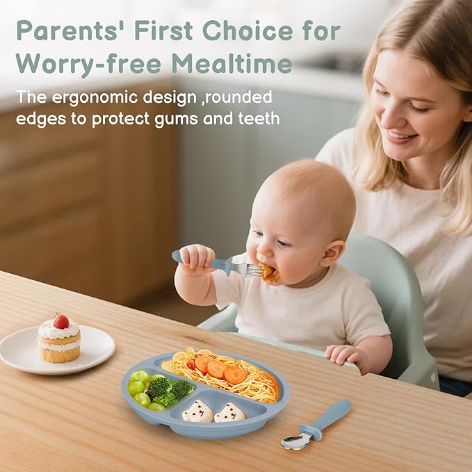 Toddler Utensils, 6 Pack kids Silverware Set with Silicone Handle, 18/8 Stainless Steel Children Safe Forks and Spoons, Dishwasher Safe