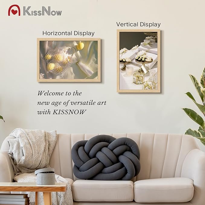 16x24 Poster Frame 2 Pack, Natural Oak Wood Picture Frame with Polished Plexiglass, Wall Hanging