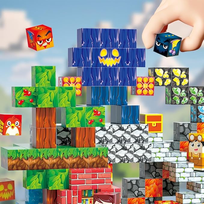 150Pcs Sky City Magnetic Building Blocks Set, Kids Sensory Toy for Toddlers STEM Learning, Stacking Magnets for Kids，0.8" Large Size