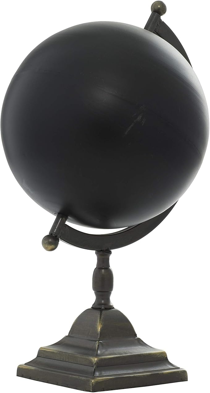 Deco 79 Industrial Metal Round Globe, 11" x 10" x 18", Black