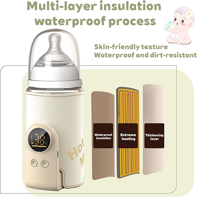Portable Bottle Warmer for Travel-Rapid Warming,Long-Lasting Warming up to 6-10H,Portable Travel Bottle Warmer Cordless for Baby Milk Breastmilk (6000mA)