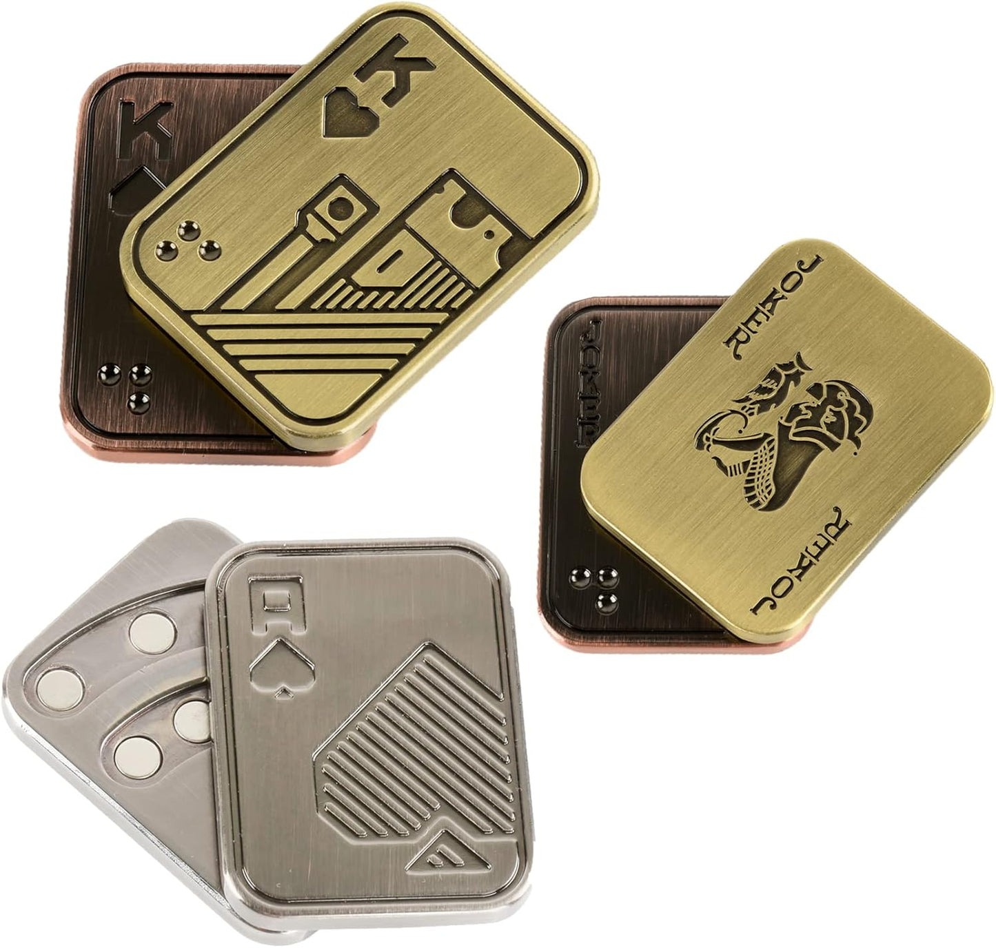 3 Pack Fidget Toys Adults Magnetic Fidget Slider Metal Fidget Toys Magnetic Fidget Slider Toys EDC Fidget Toys for Adults Anxiety Stress Relief Office Desk Toys(Poker Fidget Slider K+A+Joker)