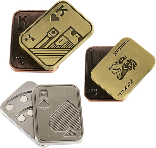 3 Pack Fidget Toys Adults Magnetic Fidget Slider Metal Fidget Toys Magnetic Fidget Slider Toys EDC Fidget Toys for Adults Anxiety Stress Relief Office Desk Toys(Poker Fidget Slider K+A+Joker)