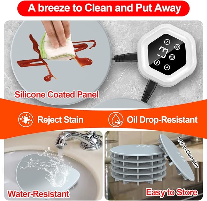 Warming Mat for Food,Upgrade 6-Pad Food Warming Mat,Fast Heating Silicone Warmer Tray with 3 Level Temperature & 3 Timer,Warmer Pad Chafing Dishes Hot Plate for Buffet Parties Gatherings Home Travel