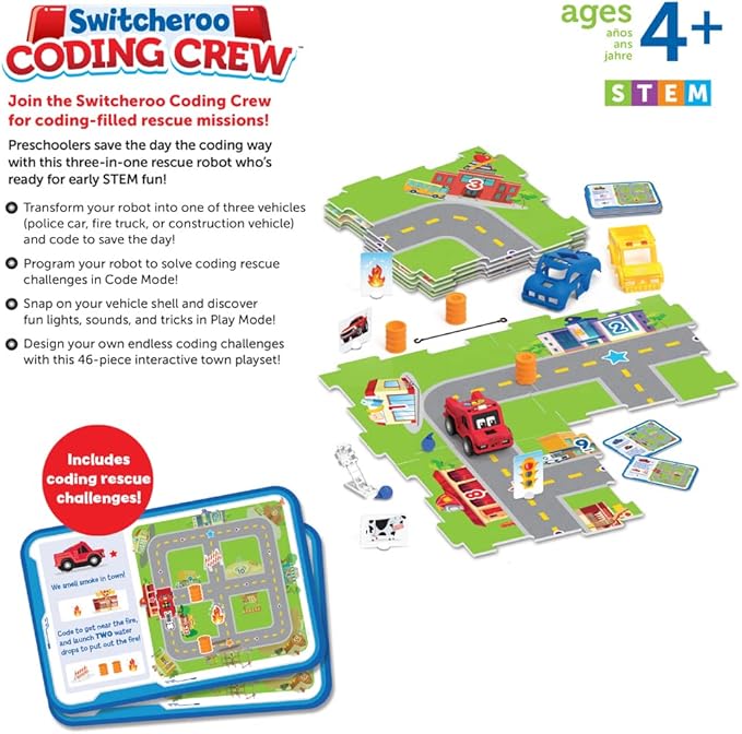 Learning Resources Switcheroo Coding Crew - Code Games for Boys and Girls, Robotics for Kids, STEM Programming, Engineering Gift Set, Montessori Activity Toy, Problem Solving School Projects