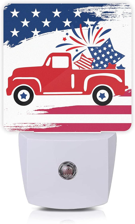 Independence Day Night Light,Military Plug-in Wall Night Lights Auto LED Lamp Energy Saving Square Lights for Men Women Gifts