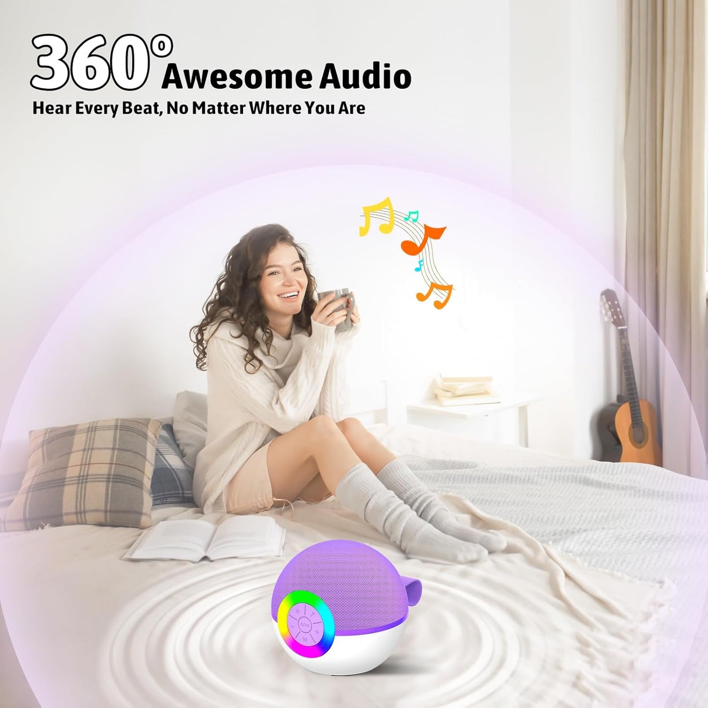 Karaoke Microphone Machine Toys for Kids Adults, Mini Portable Bluetooth Speaker with 2 Wireless Mics, Christmas Birthday Gifts for Boys Girls Ages 3 4 5 6 7 8 9 10 11 12+ Year (Purple)
