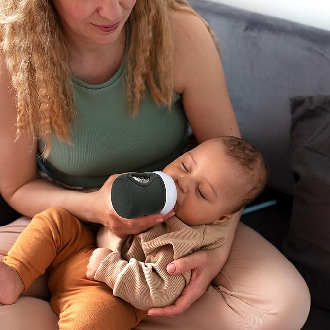 Beautyflier 4oz Glass Baby Bottle Sleeve Covers, Reusable Insulator, Heat/Cold Retention Neoprene Holder for Philips Avent (Black, 2PCS)