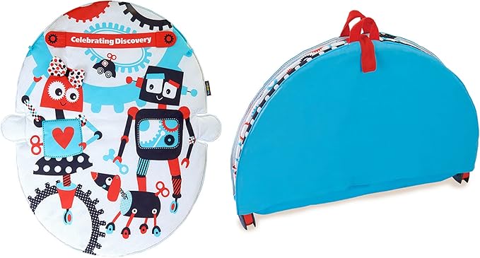 Yookidoo Baby Gym and Play Mat - 3 Stage Accessory Gym with Motorized Robot Track - 20 Development Activities - Age 0-12 Months