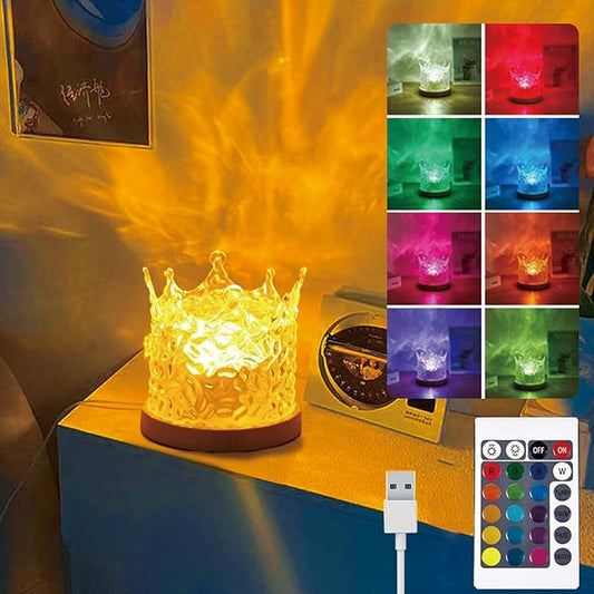 Ocean Wave Ceiling Projector, Northern Lights 16 Colors Water Lights Projector, Water Ripple Ambient Night Light with Remote, Touch Control Aurora Projector for Bedroom,Room Decor,Kids Room (Crown)